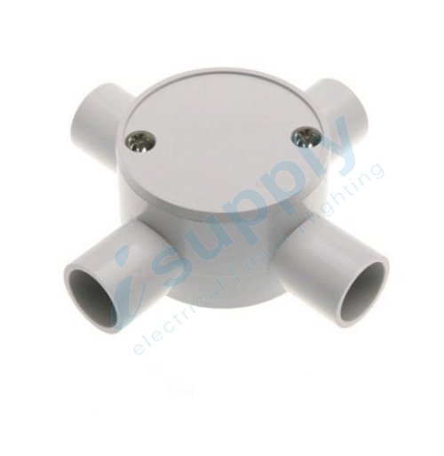 10 x 25 mm 4 Way Shallow Junction Box Round Conduit Acc.