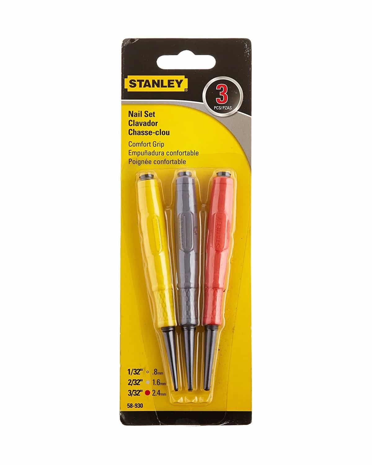 STANLEY CUSHION GRIP 3 PIECE NAIL PUNCH SET 58-930 - Image 2