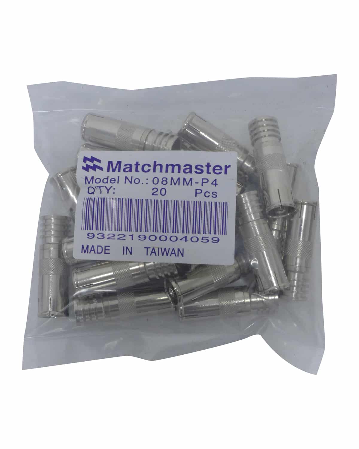 MATCHMASTER CONNECTOR RG6 IEC FEMALE CRIMP (20 Pack) : 08MM-P4 - Image 2