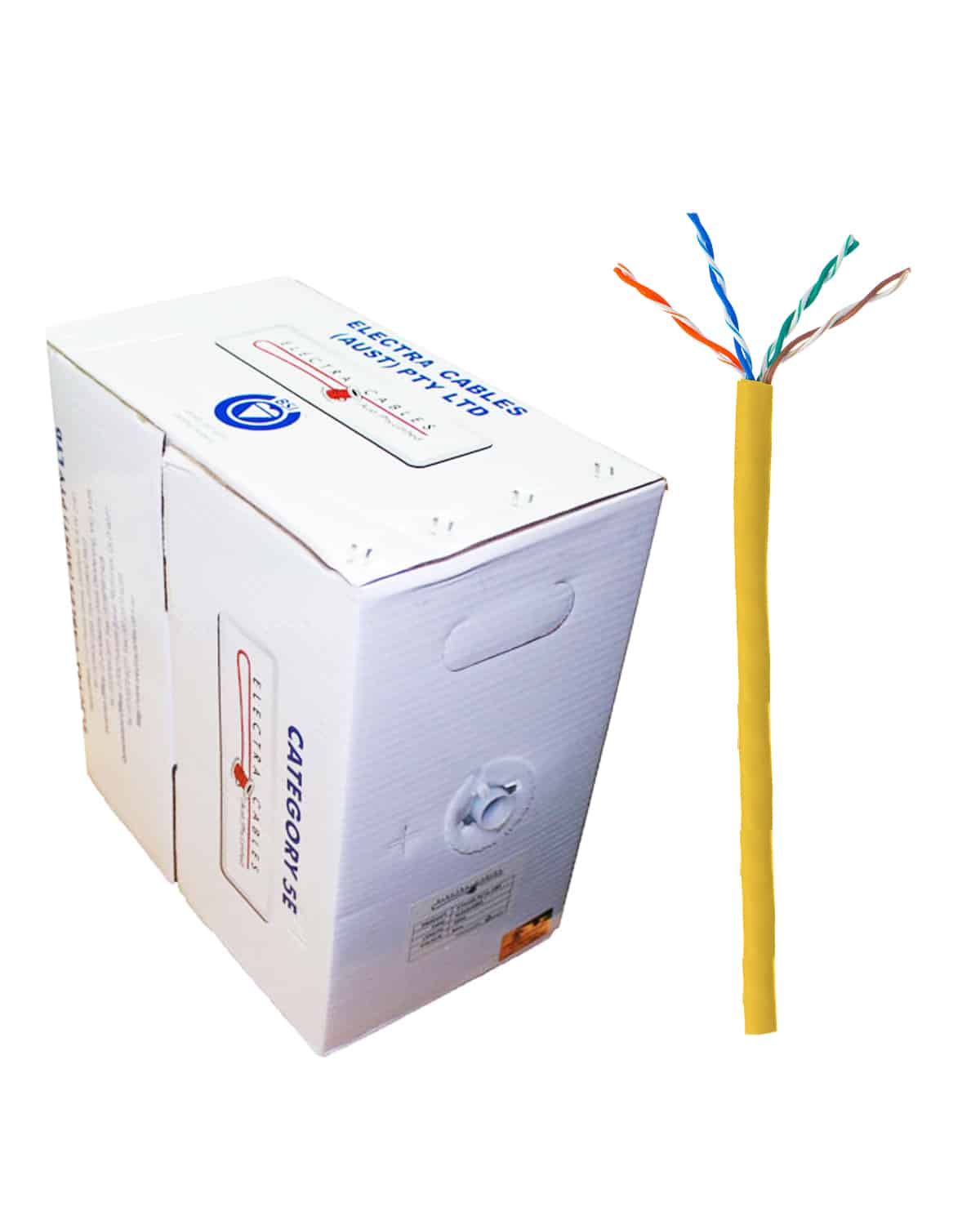 YELLOW CAT5E 305 Mts 4 Pair 23AWG PVC Solid Ethernet Cable