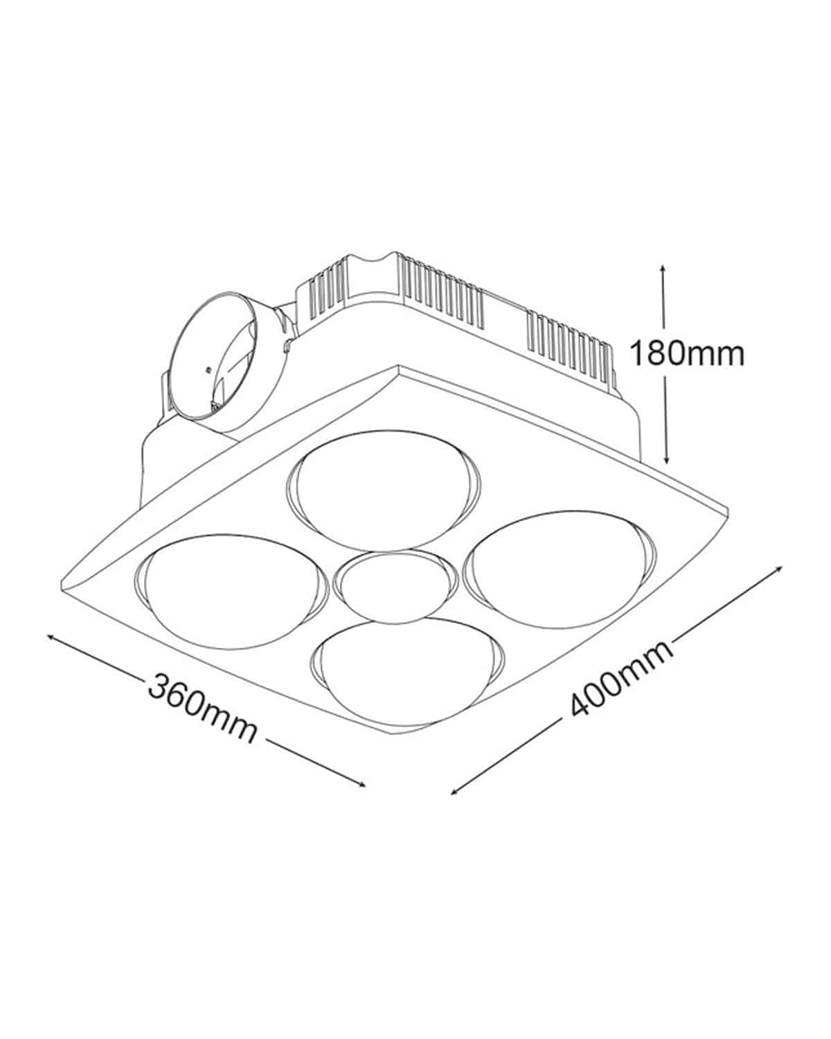 Martec Contour 4 Heat 3 in 1 Bathroom Heater Fan with 13w Light White MBHC4LW