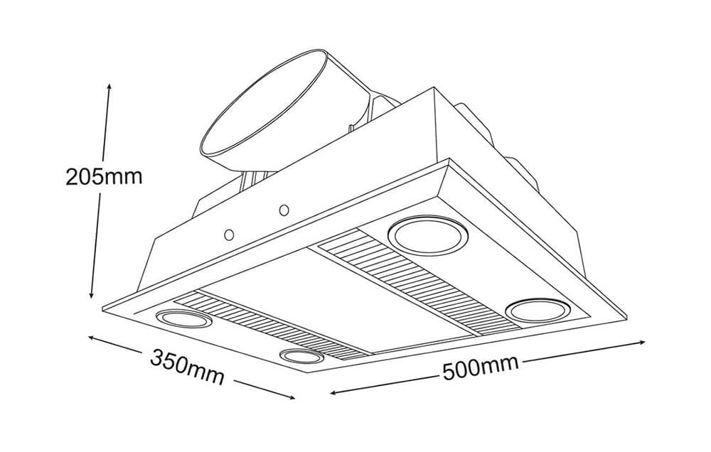 Martec Linear LED 1000w Heat 3 in 1 Bathroom Heater Fan White MBHL1000W