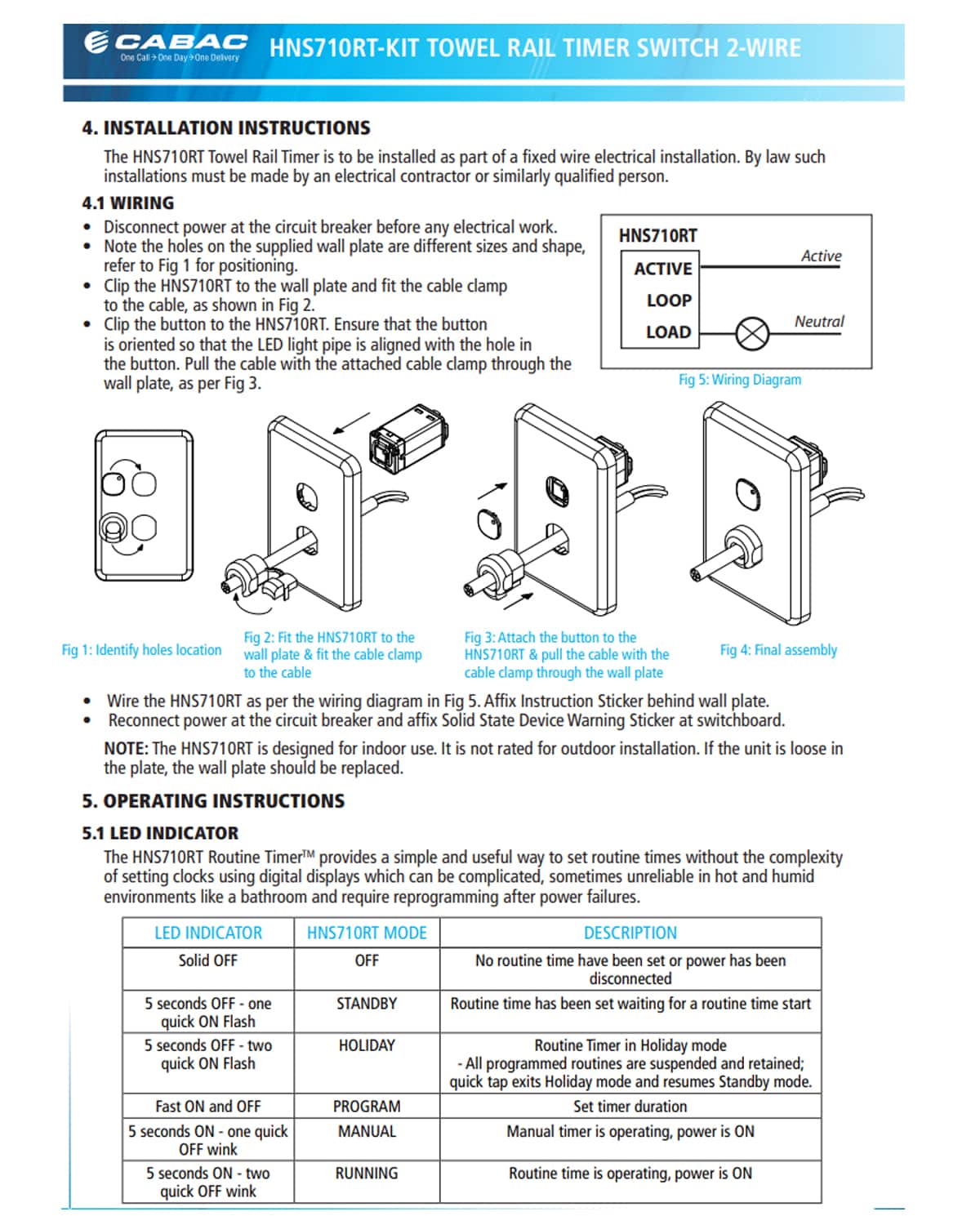 CLIPSAL Compatible Cabac S-Click Towel Rail Timer Kit 230v 350w HNS710RT-KIT - Image 3