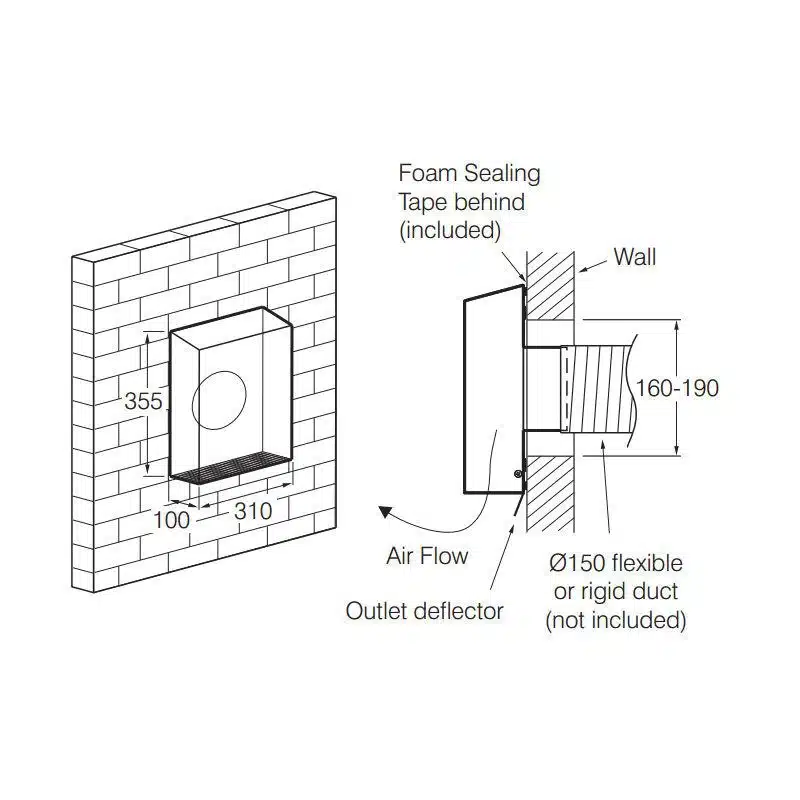 FANTECH Thru Wall Exhaust Fan 2 pole 150mm EWE152 - Image 3