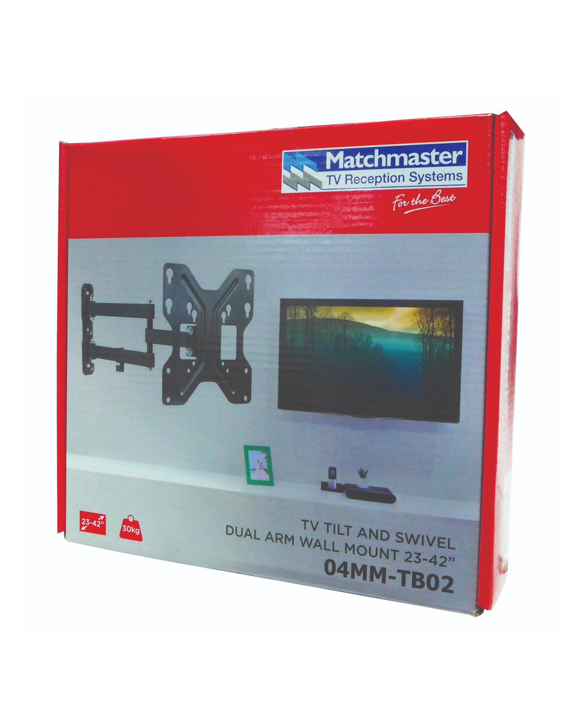 MATCHMASTER TV TILT & SWIVEL DUAL ARM WALL MOUNT 23-42" : 04MM-TB02 - Image 2