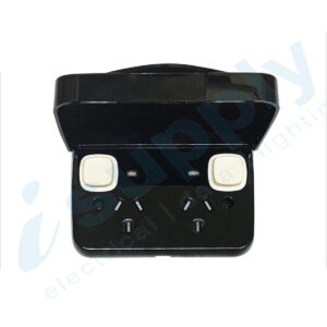 TRANSCO Weatherproof Power Point Double Pole 240V 10 Amp IP65 Rated Black P2DWS/B