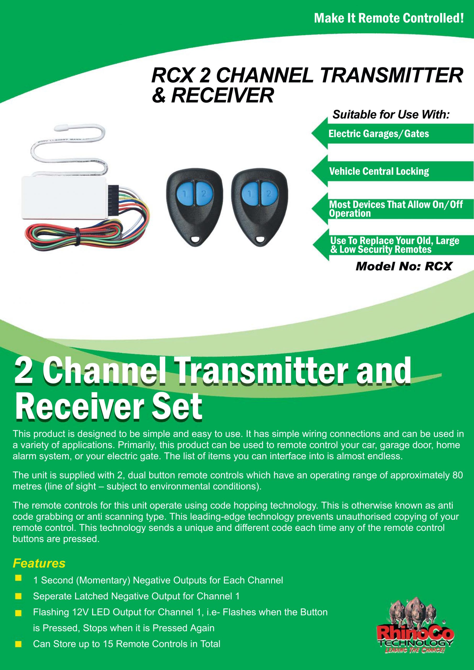 Rhino Remote Keyless Entry & Basic Immobiliser System RCXI - Image 4