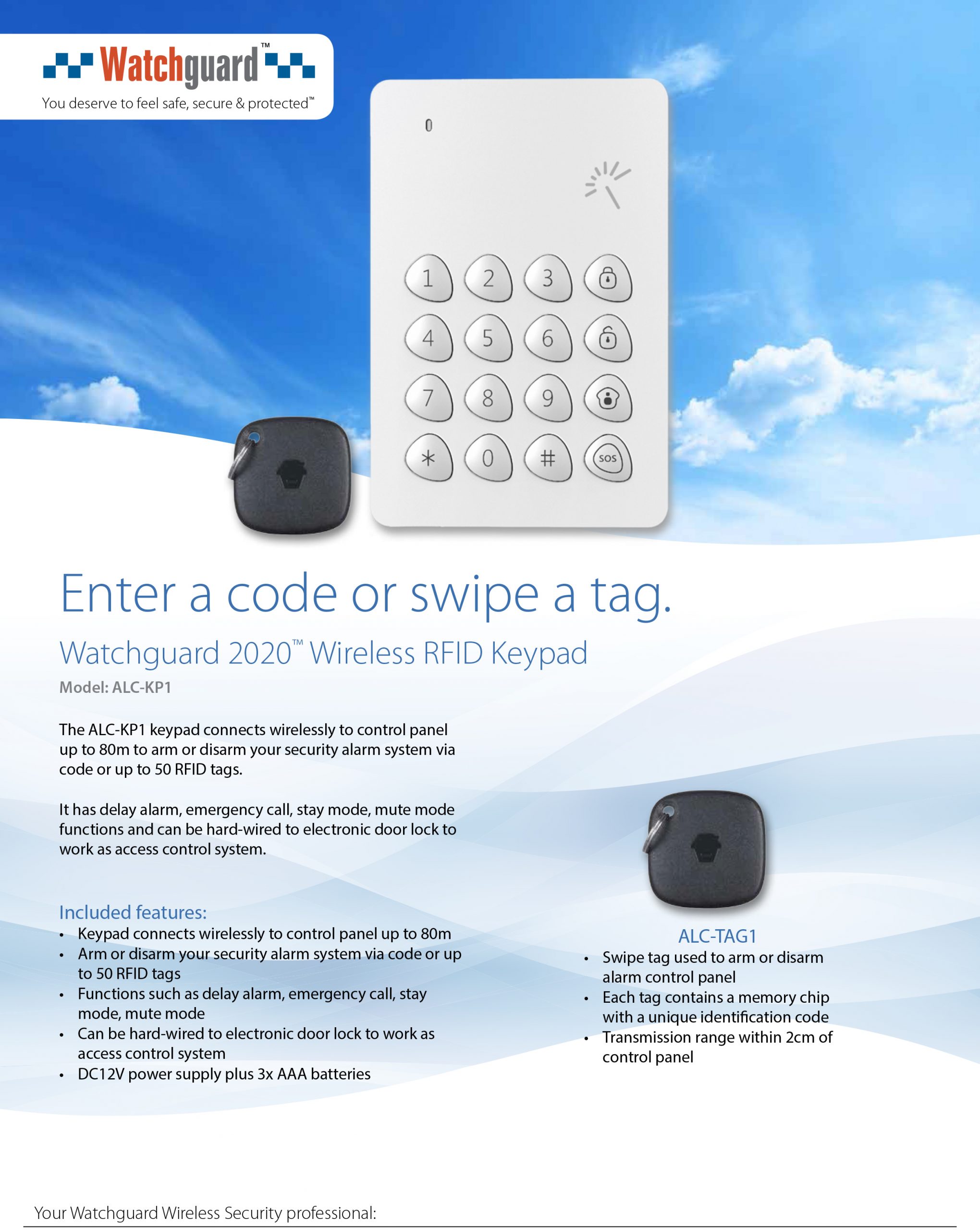 Watchguard Watchguard 2020 Wireless RFID Keypad ALC-KP1 - Image 2