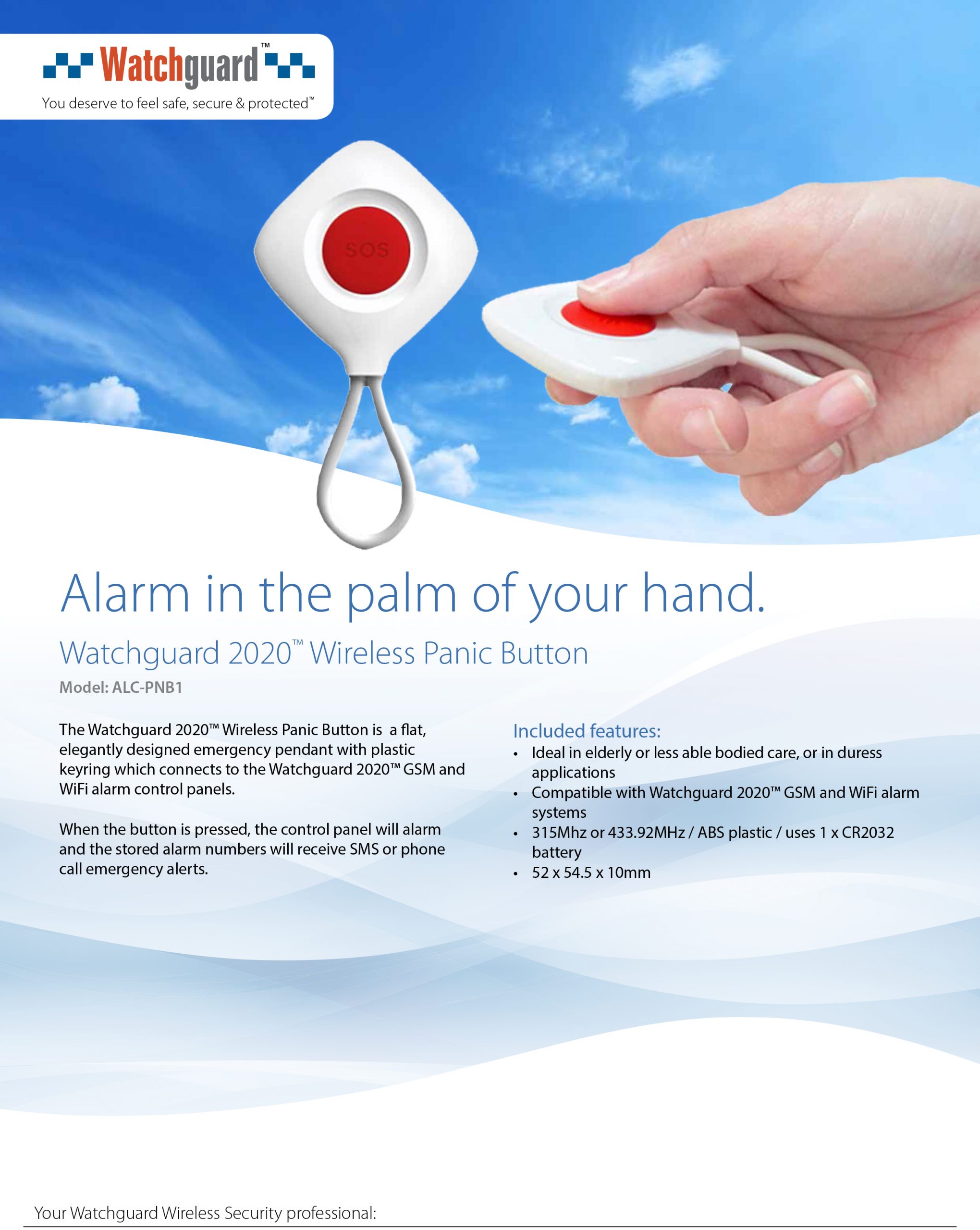 Watchguard Watchguard 2020 Wireless Panic Button ALC-PNB1 - Image 3