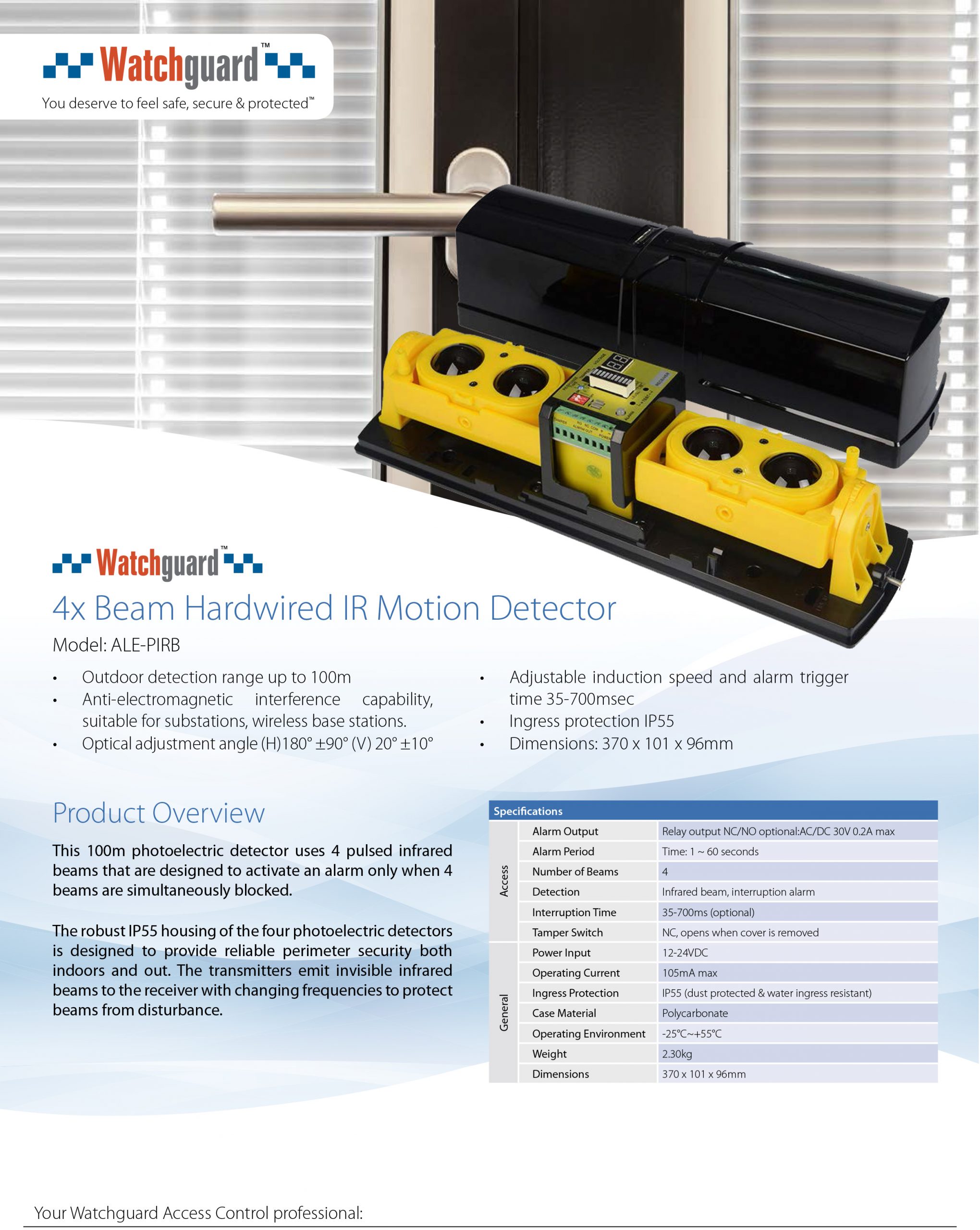Watchguard 4x Beam Hardwired IR Motion Detector ALE-PIRB - Image 3