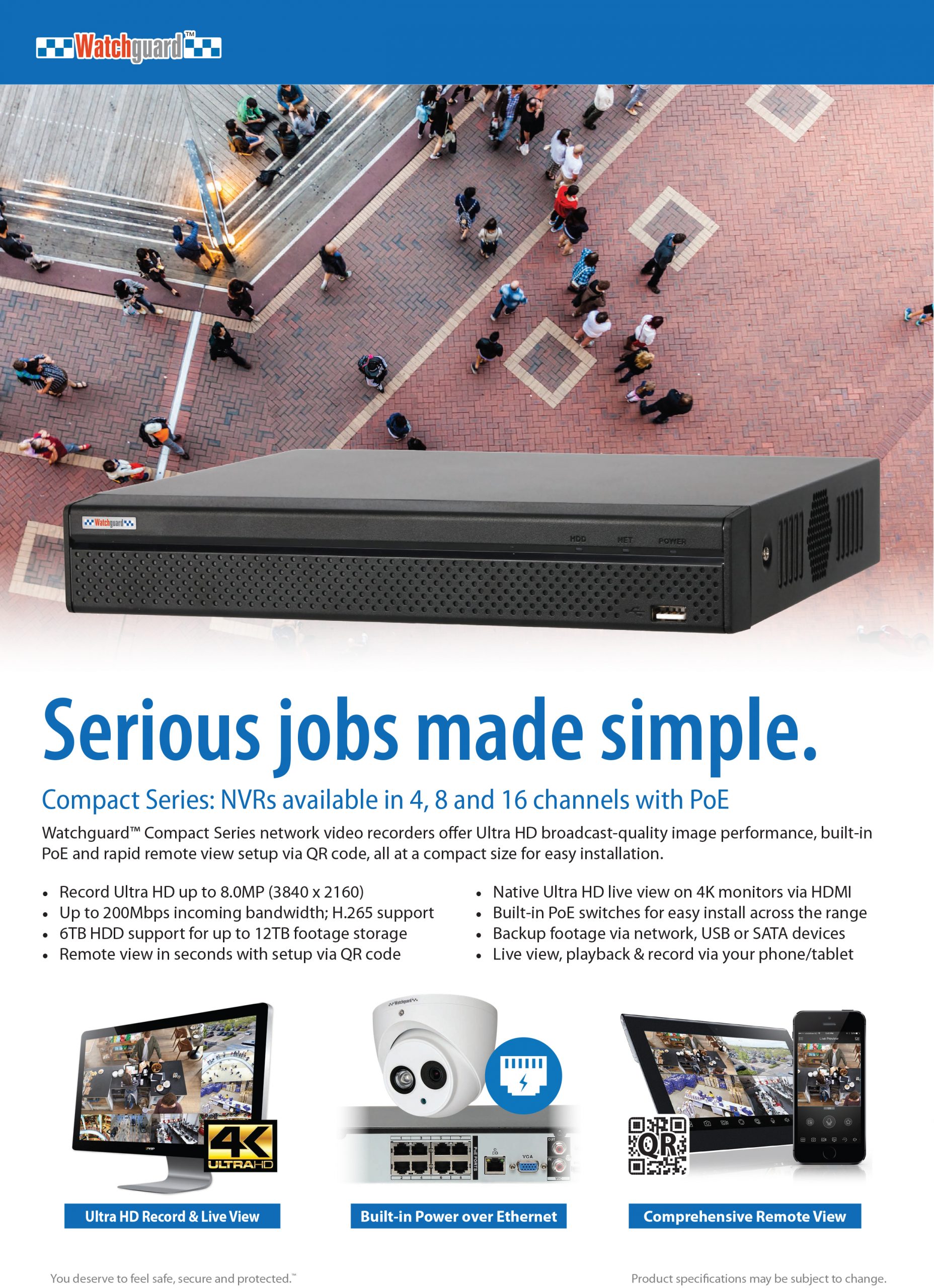 WATCHGUARD Compact 8 Channel Network Video Recorder with PoE (80Mbps) NVR8COM2 - Image 3