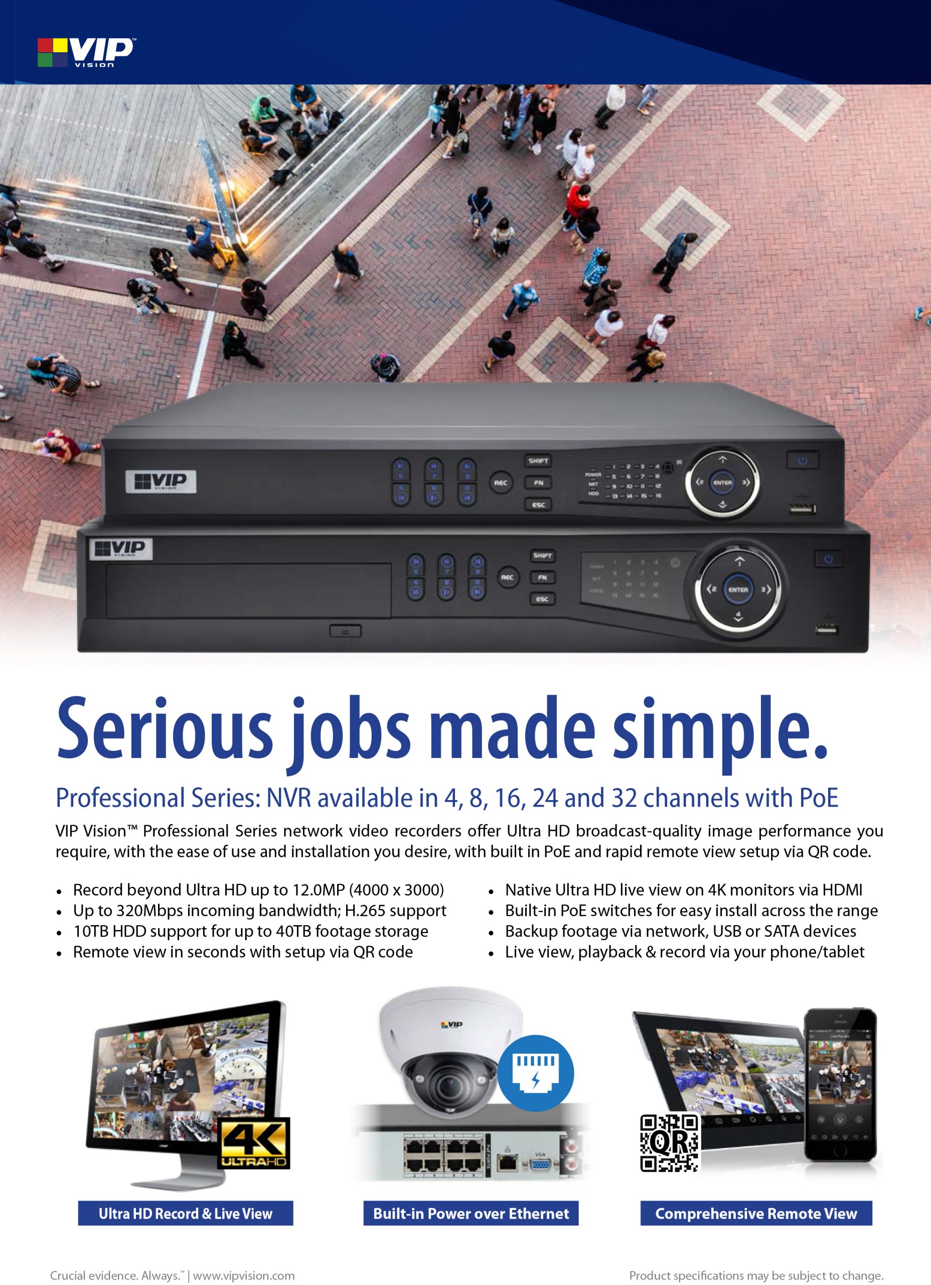 VIP Professional 4 Channel Network Video Recorder with PoE (200Mbps) NVR4PRO3 - Image 3