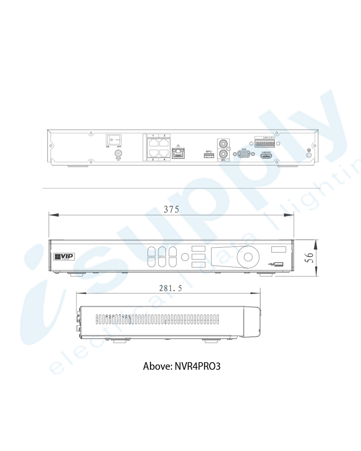 VIP Professional 4 Channel Network Video Recorder with PoE (200Mbps) NVR4PRO3 - Image 2