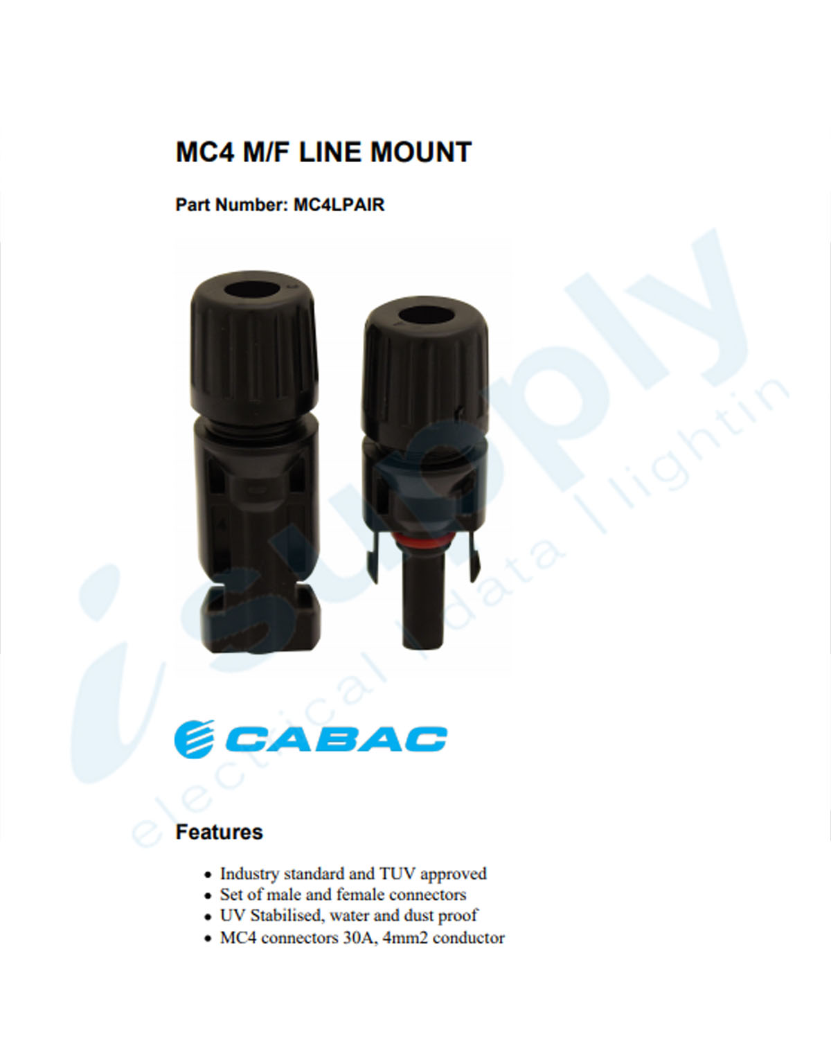 CABAC MC4 M/F LINE MOUNT MC4LPAIR - Image 2