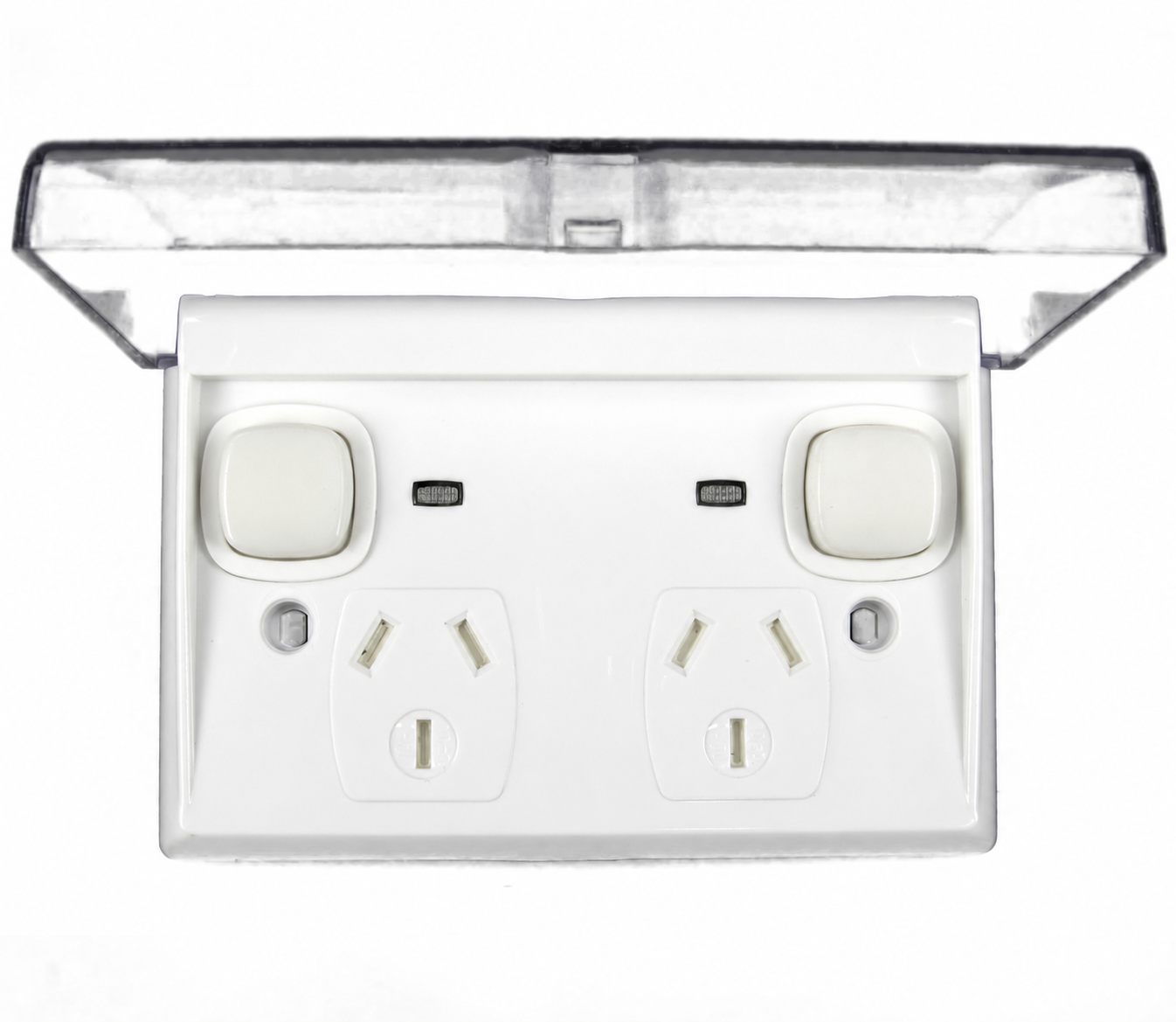 Transco IP53 Slim Neptune Weatherproof Flush Fit Double Power Point Clear Lid 10A P2WS/C - Image 3