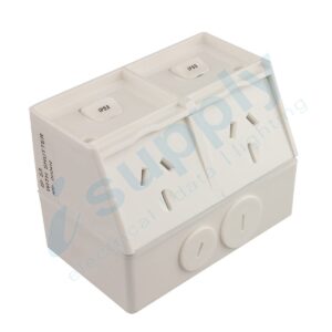 Transco IP53 Double Power Point 15A Outdoor Weatherproof P2WP15