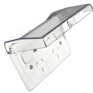 Transco IP53 Slim Neptune Weatherproof Flush Fit Double Power Point Clear Lid 10A P2WS/C