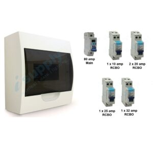 Complete 6 Pole Switchboard + RCBO RCD MCB + Main Switch Board