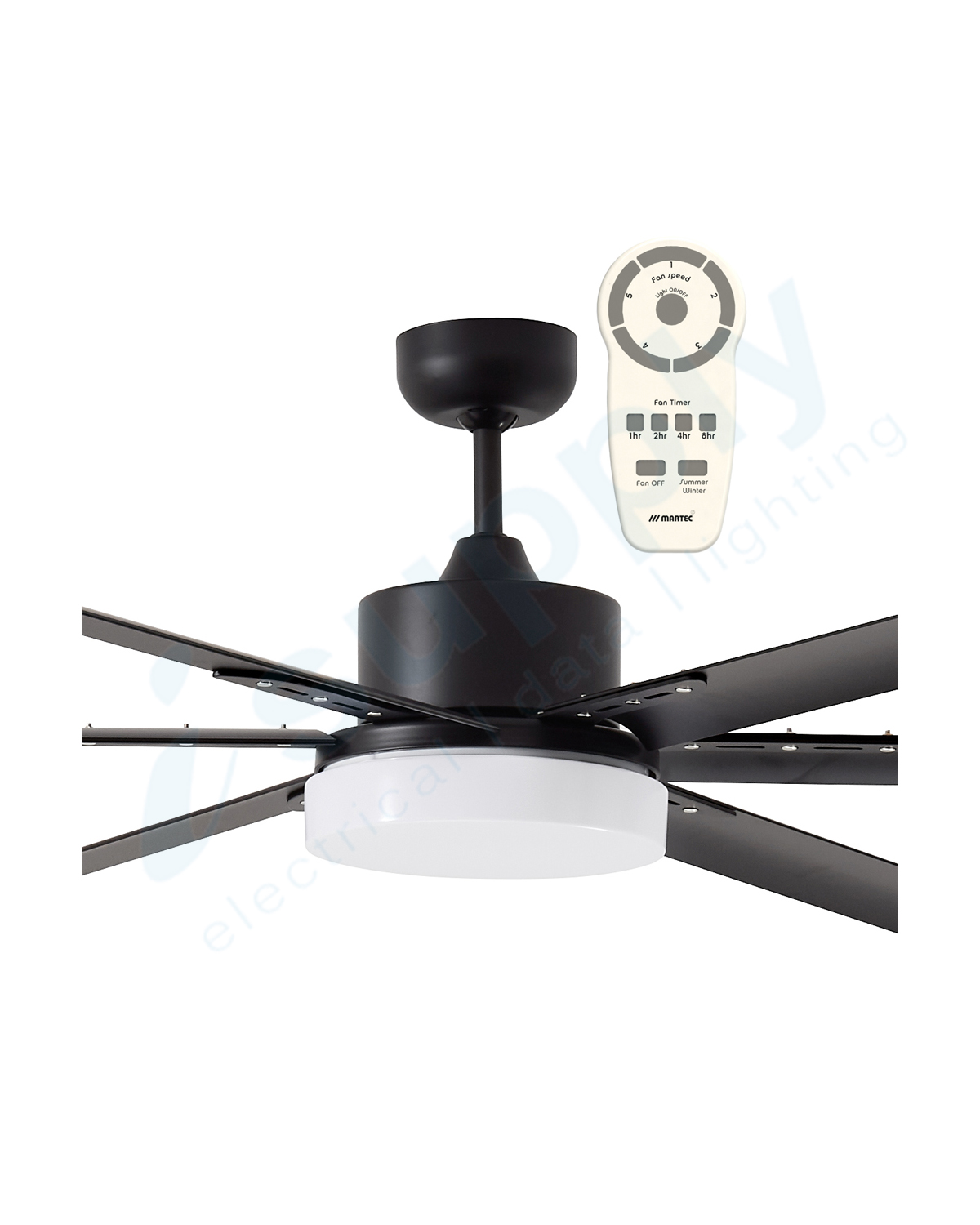 Martec Albatross 84" DC Ceiling Fan With Dimmable 24W LED Matt Tricolour Black - MAFML3MR + MAF210M