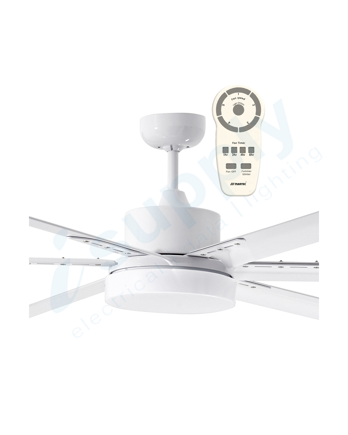Martec Albatross 72″ DC Ceiling Fan With Dimmable 24W LED Tricolour White – MAFML3WR + MAF210W