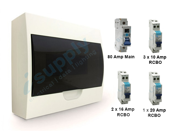 Complete 12 Pole Switchboard + RCBO Main Switch Board