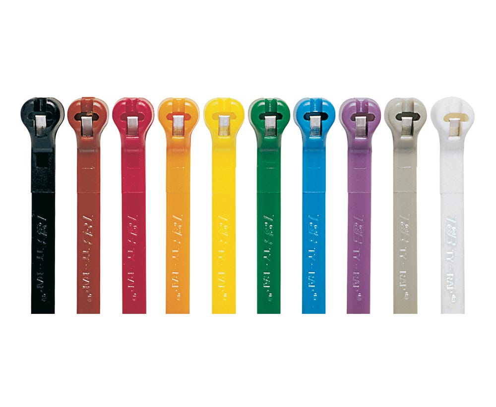 Ty-Rap PA 6.6 C/TIE MULTI CLR 186X4.8MM 100PK TY525M-CLRS