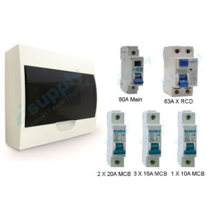 COMPLETE SURFACE MOUNTED DISTRIBUTION 12 POLE BOARD COMPLETE RCD/MCB