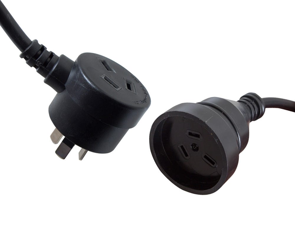 Cabac EXT LEAD HSE/OFF 240V 10A PIGGY BK 4M ELD4P