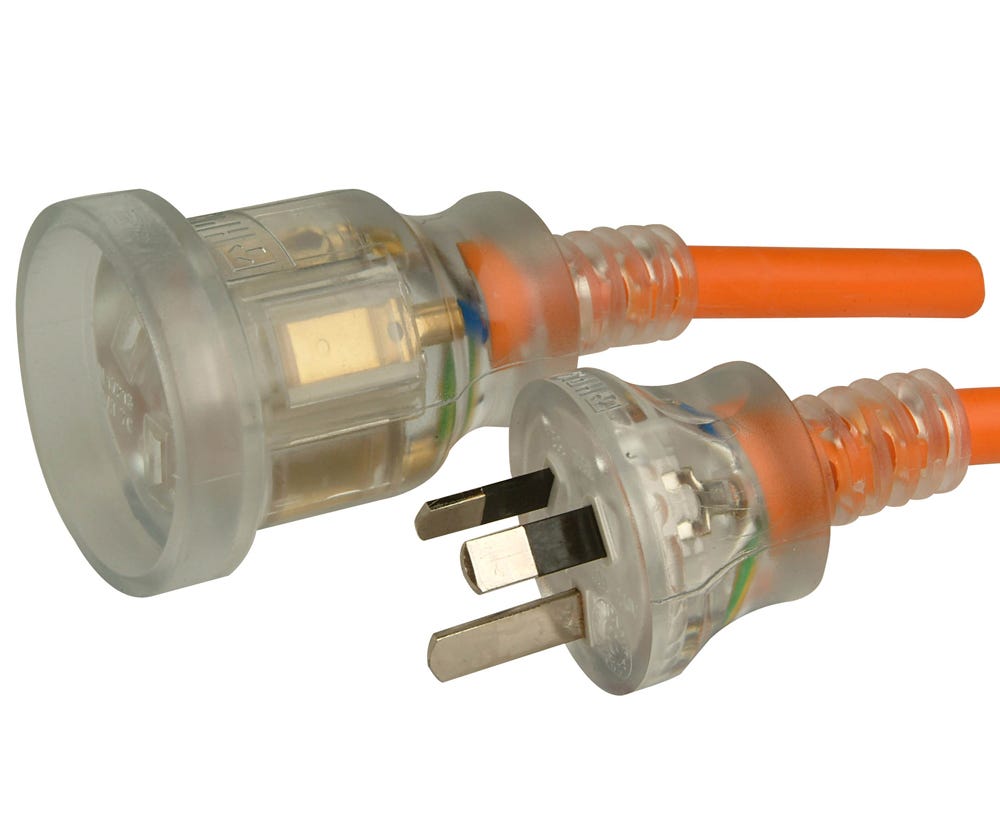 Cabac EXT LEAD HD 240V 10A CLEAR PLUG OR 20M ELID20