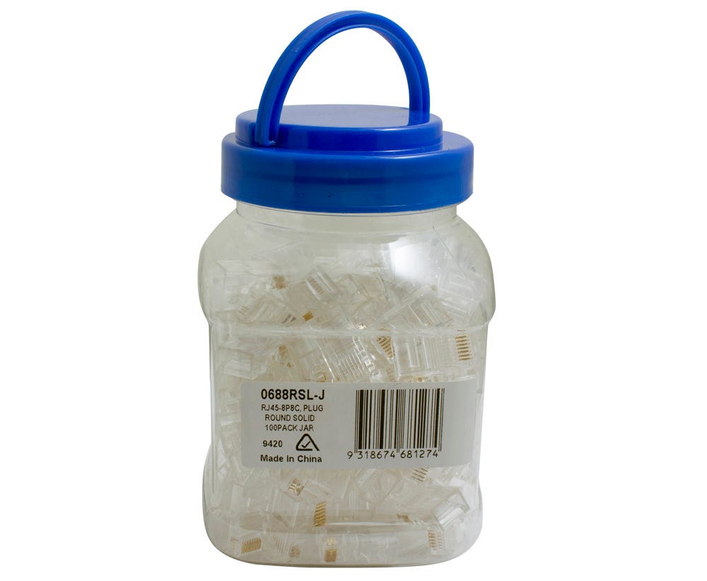 Cabac PLUG RJ45 8P8C C5E SOLID UTP 100PK JAR 0688RSL-J