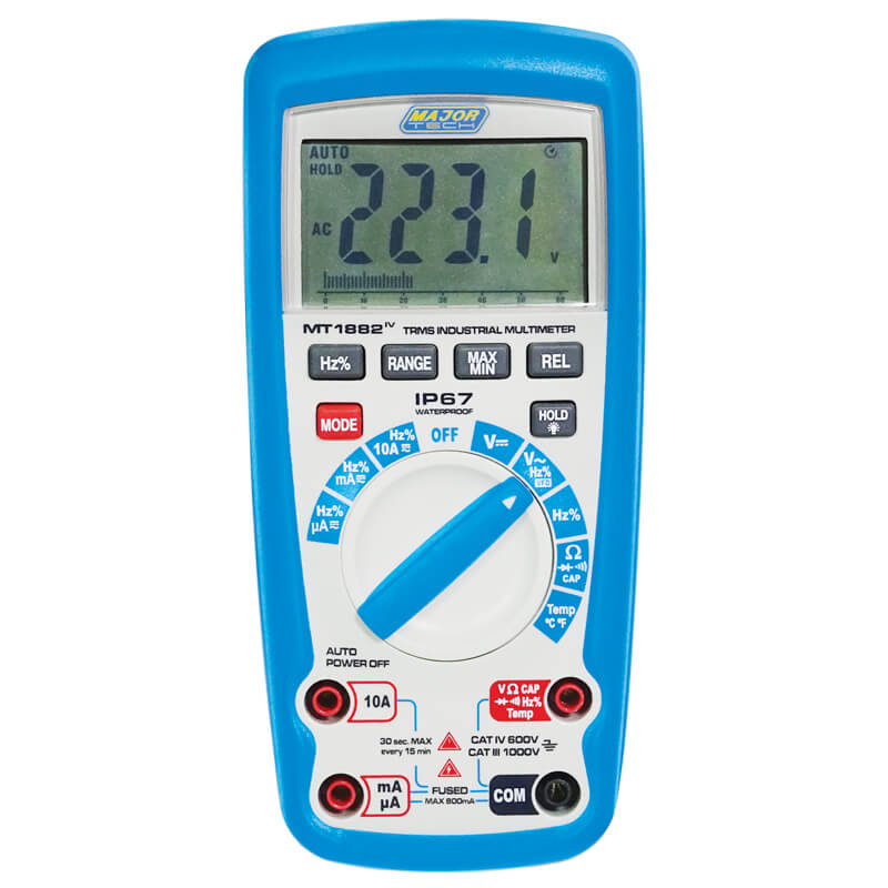Major Tech Auto DMM, Temp, CATIV 600V, IP67 MT1882