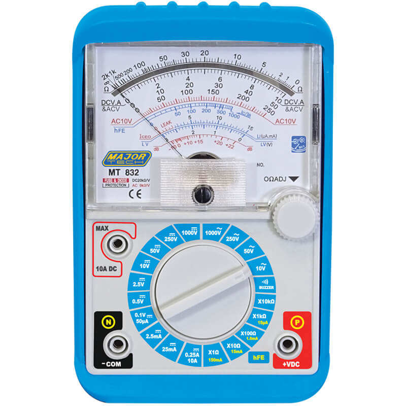 Major Tech Analogue Multimeter, incl Rubber Holster MT832