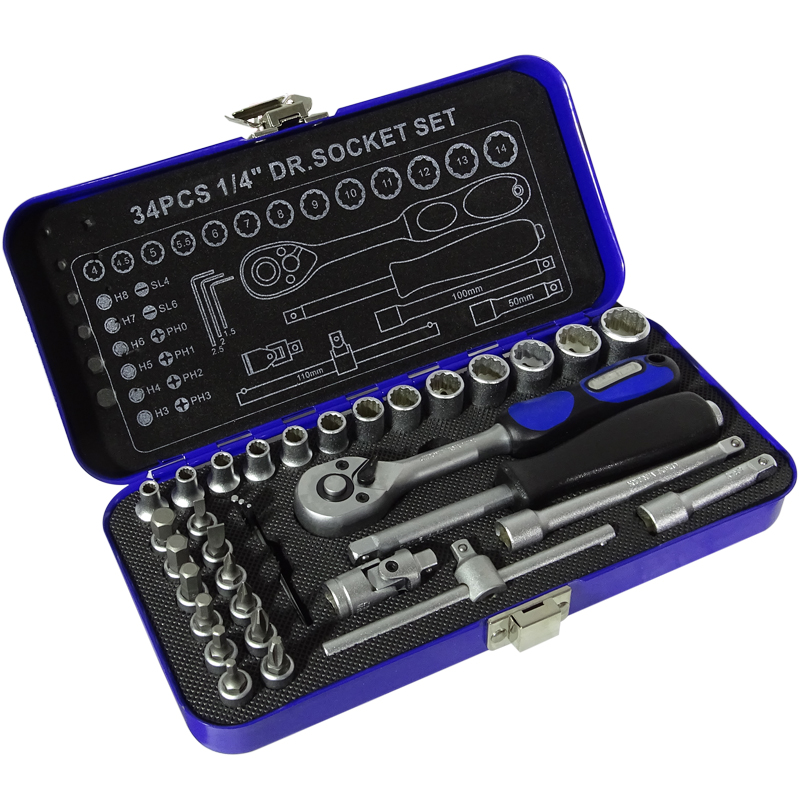 Major Tech 34pce Socket Set with Metal Case RSS34