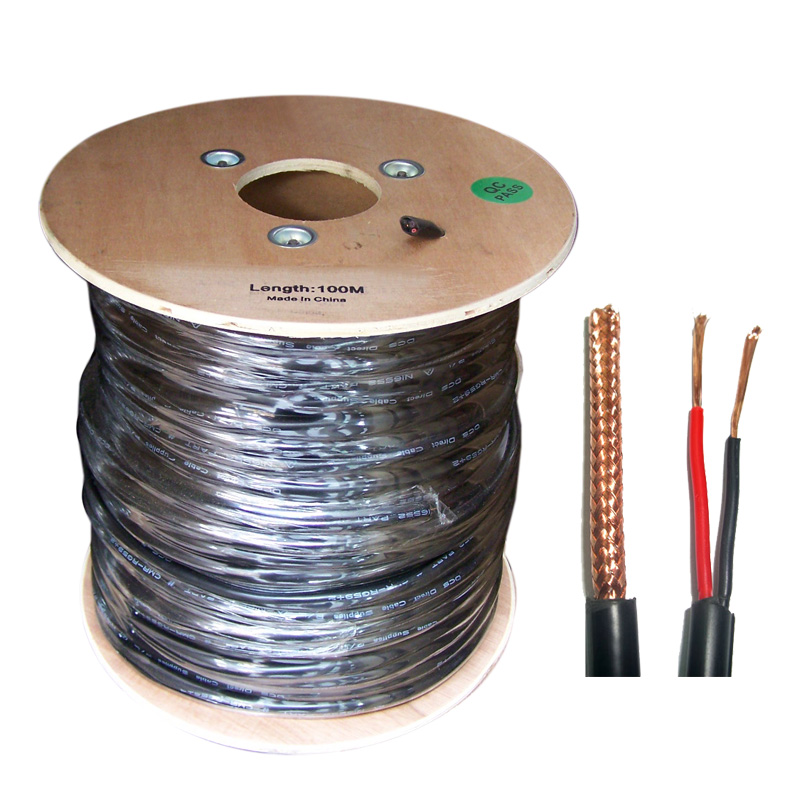 Combined Coax/Power Cable - 100m Roll Black 95% Braiding DCOAXPWR24FCBP