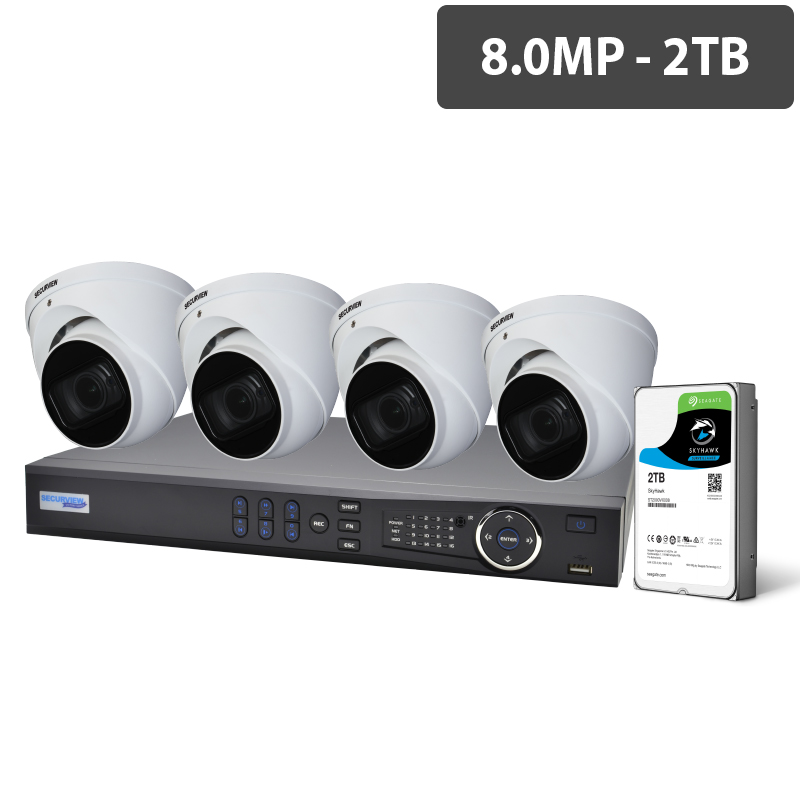 Securview Victory Series Professional 8 Channel 8.0MP HDCVI Surveillance Kit (4 x Motorised Cameras, 2TB HDD) CVRKIT-P882M-4