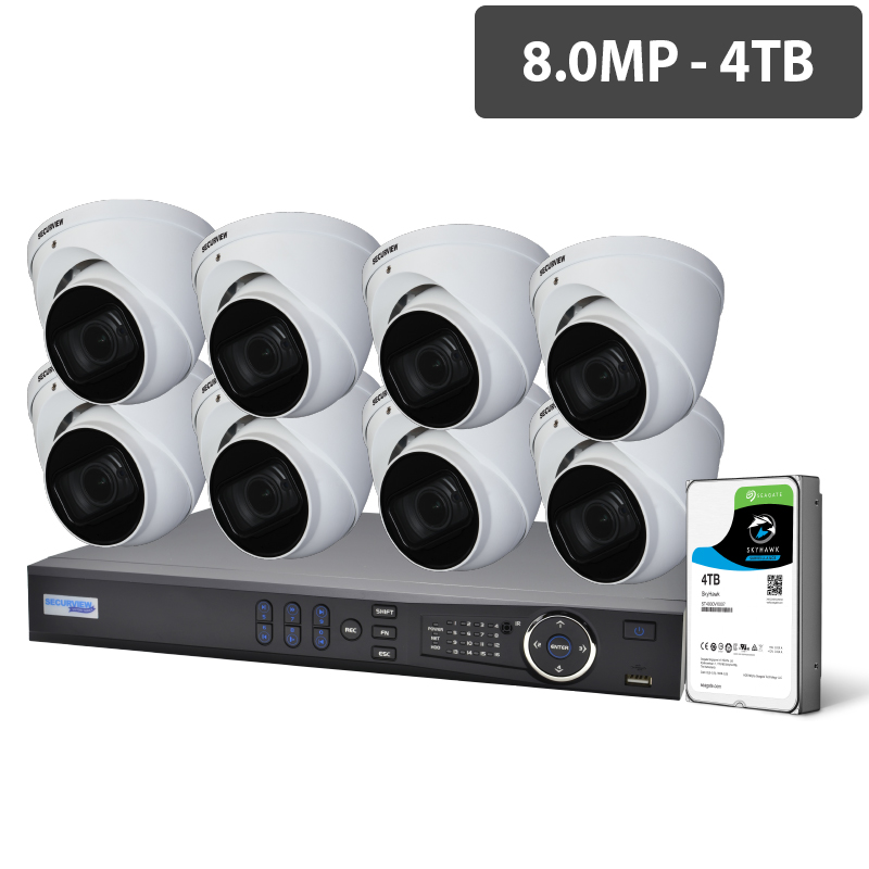 Securview Victory Series Professional 16 Channel 8.0MP HDCVI Surveillance Kit (8 x Motorised Cameras, 4TB HDD) CVRKIT-P1684M-8