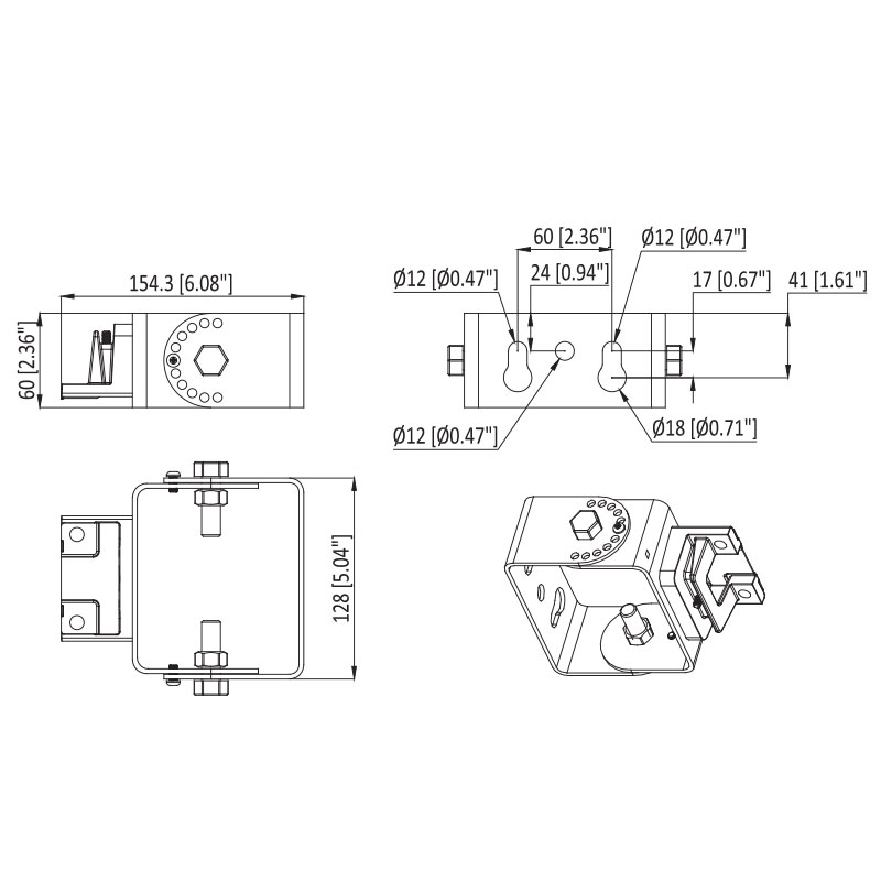 ENSA Trunnion Wall Adjustable Bracket for LSL-B Street Lights LSL-BKTT - Image 3