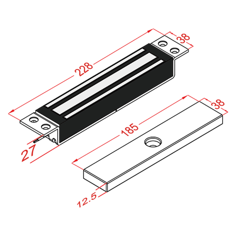 VIP Vision Aluminium Mortise Mount Magnetic Lock MAGLOC100M - Image 2