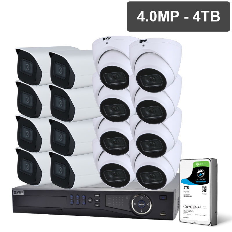 VIP Vision Pro Series 16 Camera 4.0MP IP Surveillance Kit (Fixed, 4TB) NVRKIT-P1644F