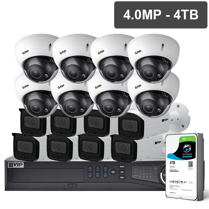 VIP Vision Pro Series 16 Camera 4.0MP IP Surveillance Kit (Motorised, 4TB) NVRKIT-P1644M