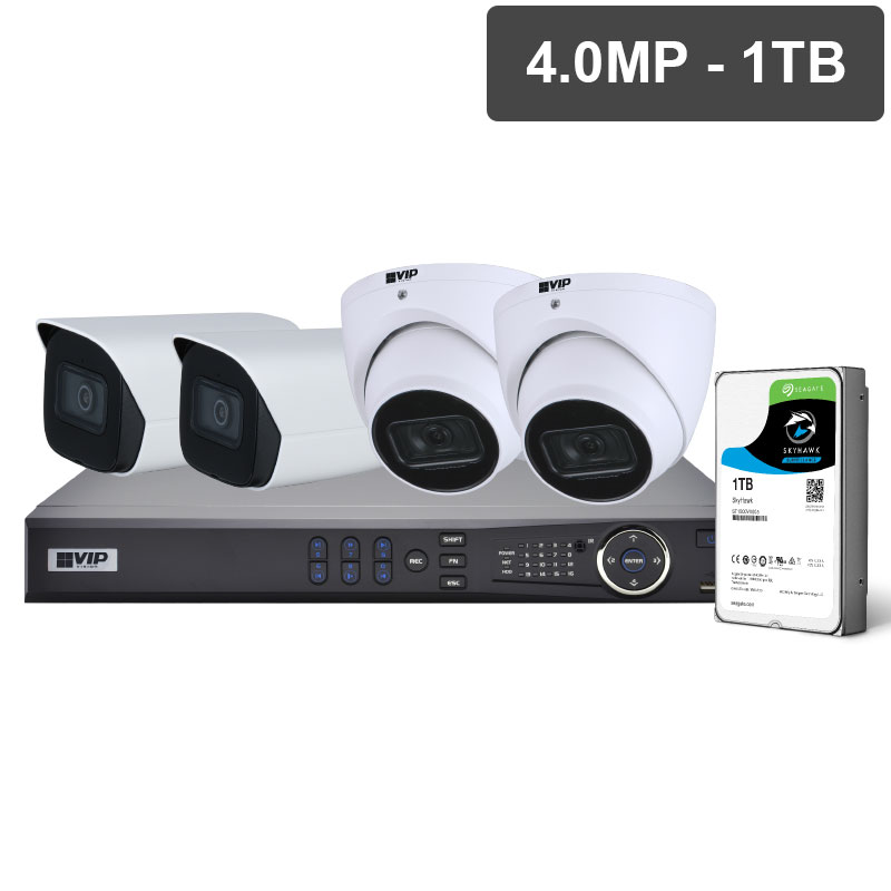 VIP Vision Pro Series 4 Camera 4.0MP IP Surveillance Kit (Fixed, 1TB) NVRKIT-P441F