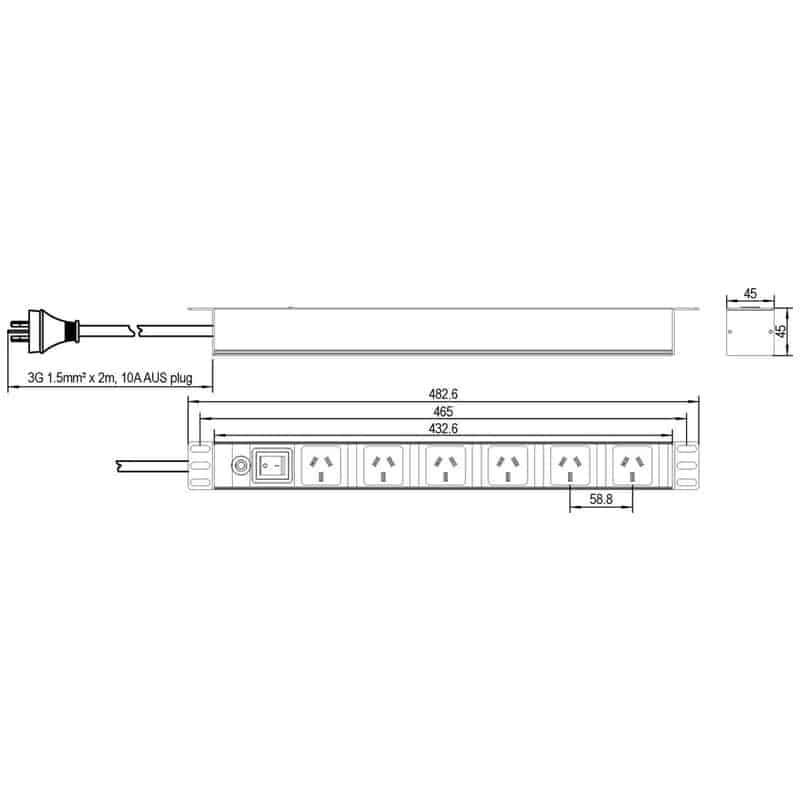 VIP Vision 6-Port Power Board for Data Cabinets RMC-PB6 - Image 2