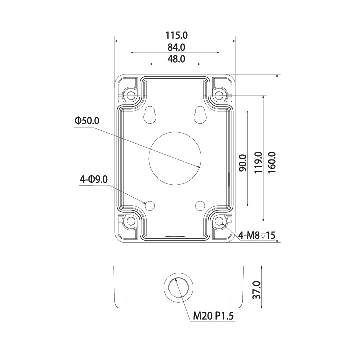 Adapter/Junction Box for PTZ Dome Cameras VSBKTA120 - Image 2