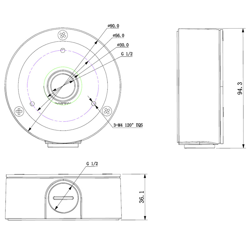 Adapter/Junction Box for Surveillance Cameras VSBKTA134 - Image 2