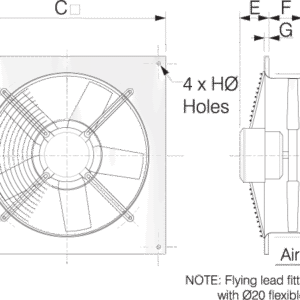 FANTECH Compact 2000 commercial wall mounted fan 250mm 1ph CPE0254F