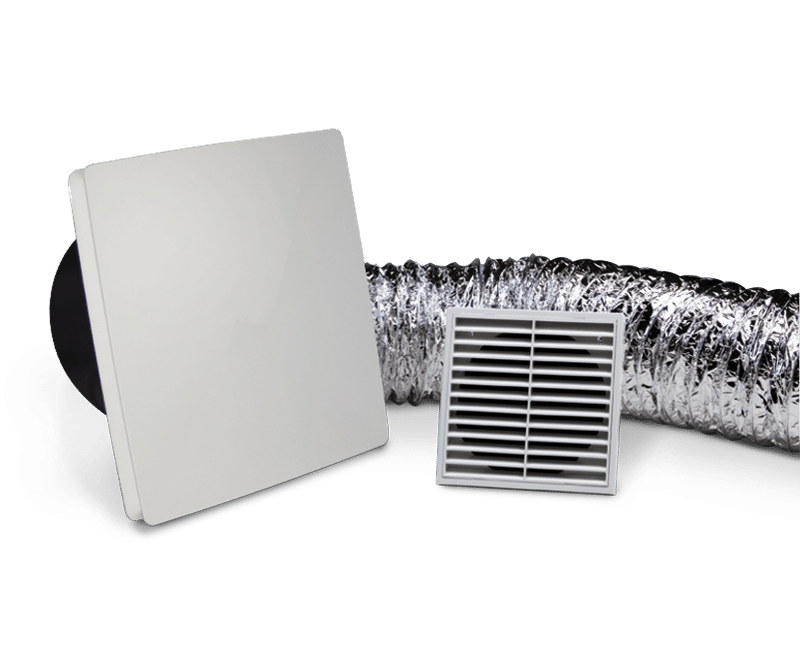 FANTECH 150mm Ceiling Fan Kit c/w Rapid Response Fan, 6m Duct, Grilles RCK150