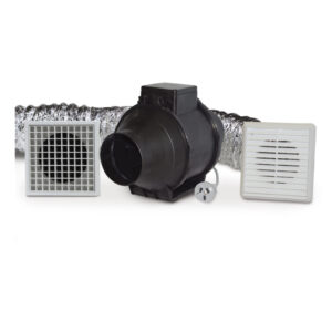 FANTECH 100mm In-Line Fan Kit c/w Fan, 4m Duct, Grilles RILK100