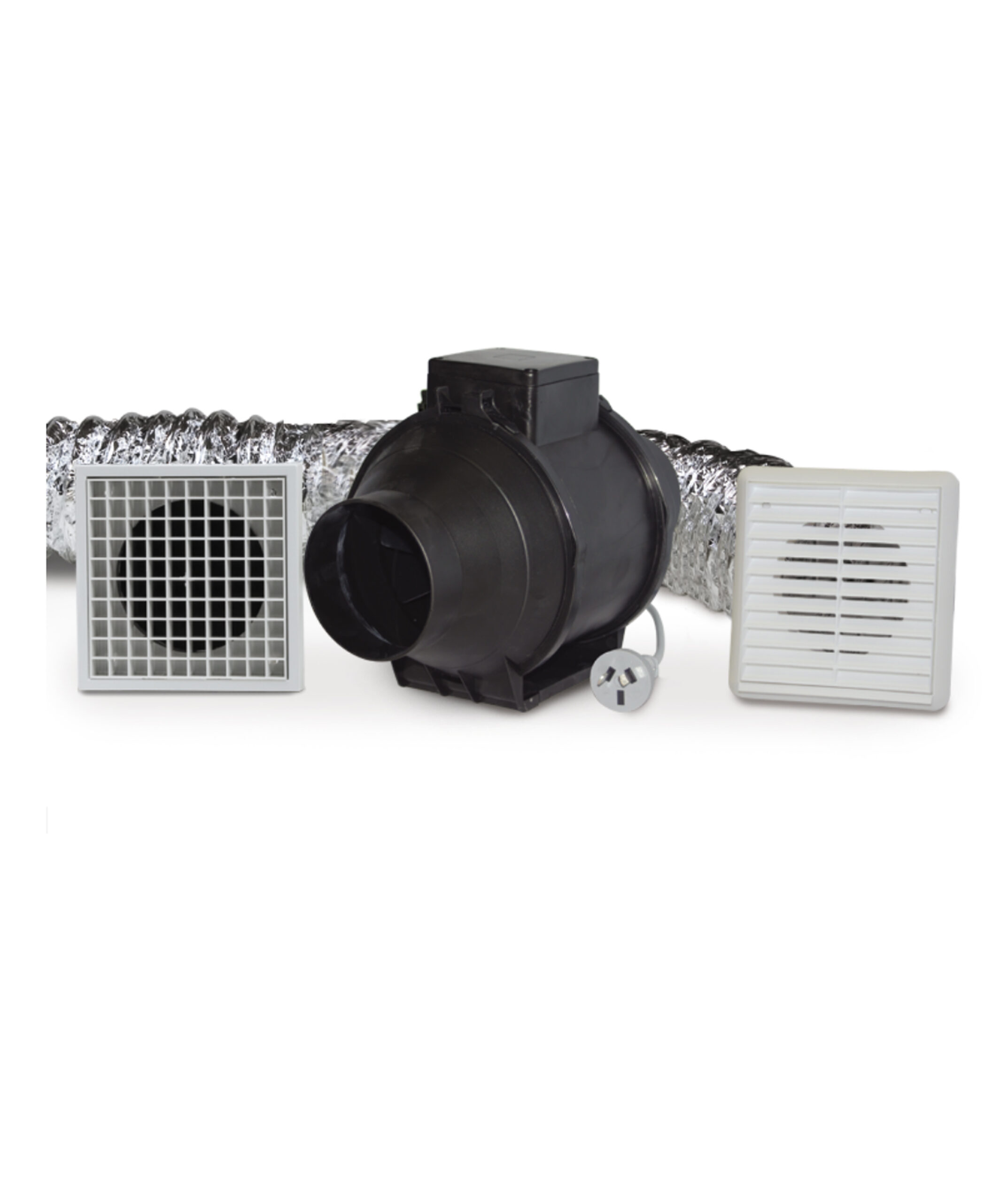 FANTECH 100mm In-Line Fan Kit c/w Fan, 4m Duct, Grilles RILK100