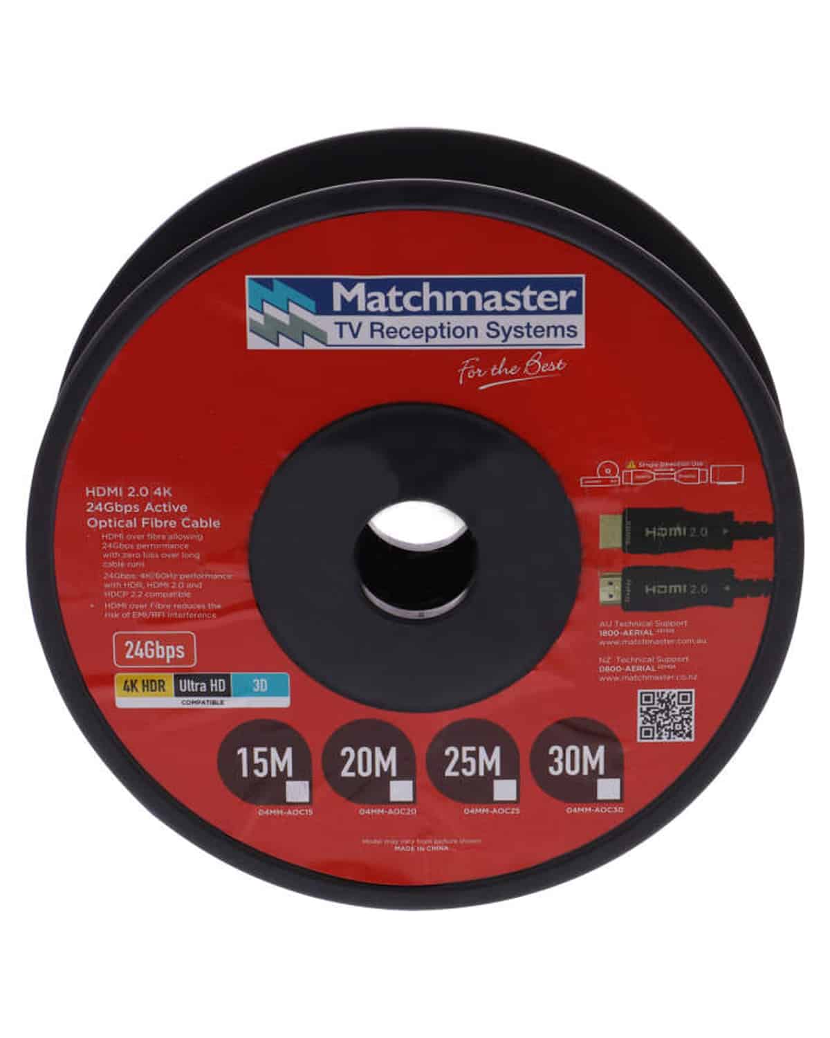 MATCHMASTER HDMI 2.0 4K ACTIVE OPTICAL CABLE 18Gbps 40M : 04MM-AOC40 - Image 2