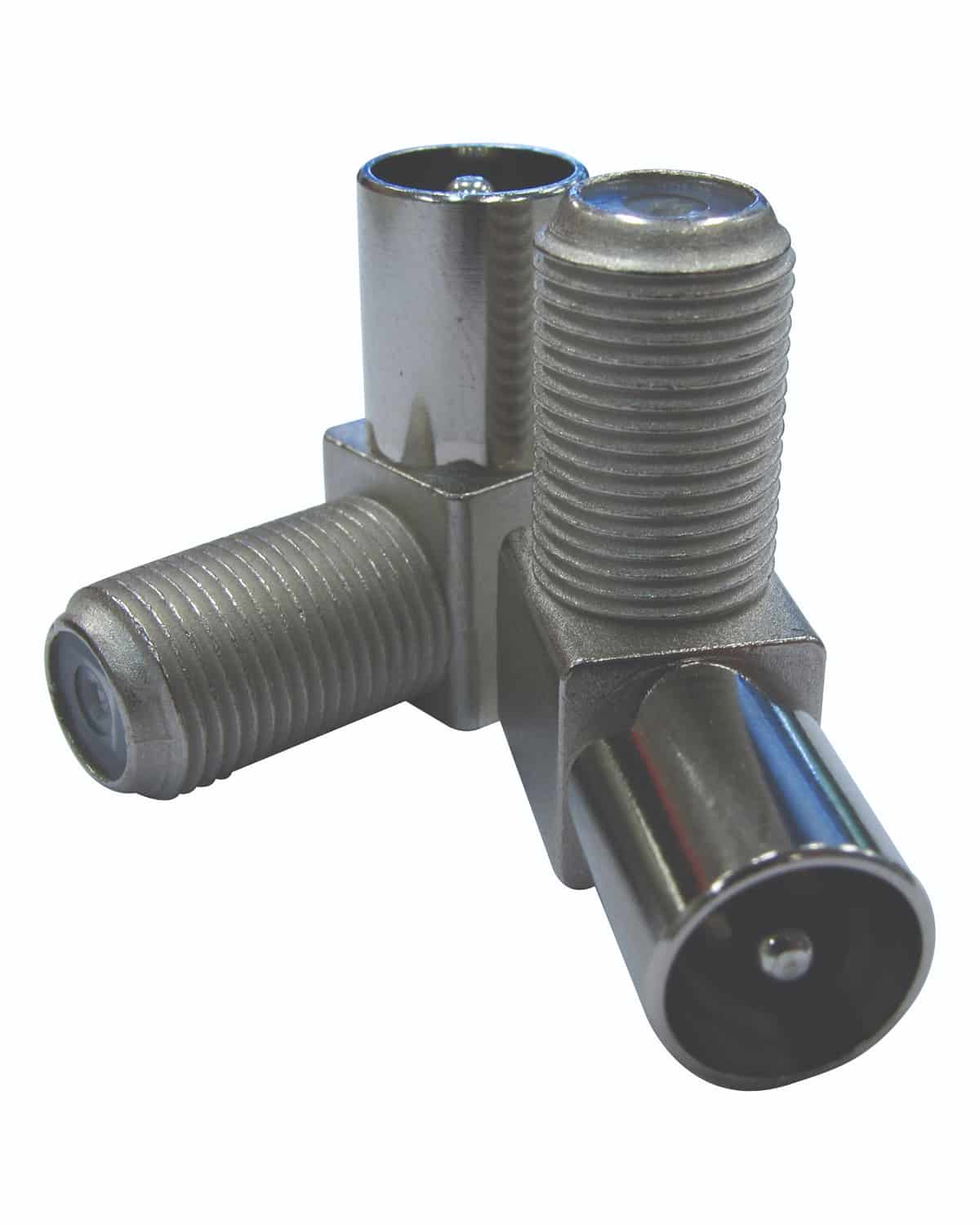 MATCHMASTER CONNECTOR RIGHT ANGLE 'F' FEMALE TO PAL MALE (5 Pack) : 08MM-A14-5P